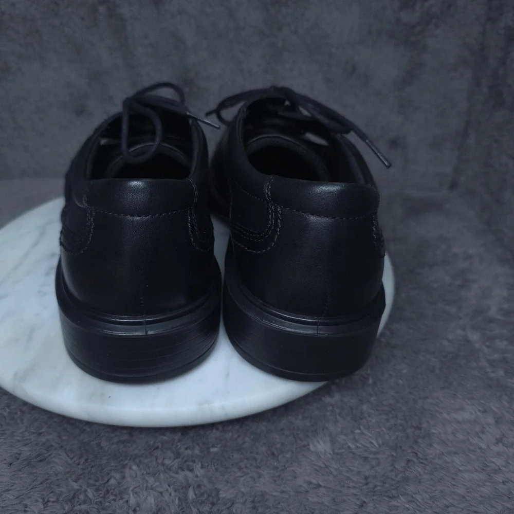 ECCO Shoes Mens 9.5 Black Leather Derby Oxford Dress Comfort Square Toe